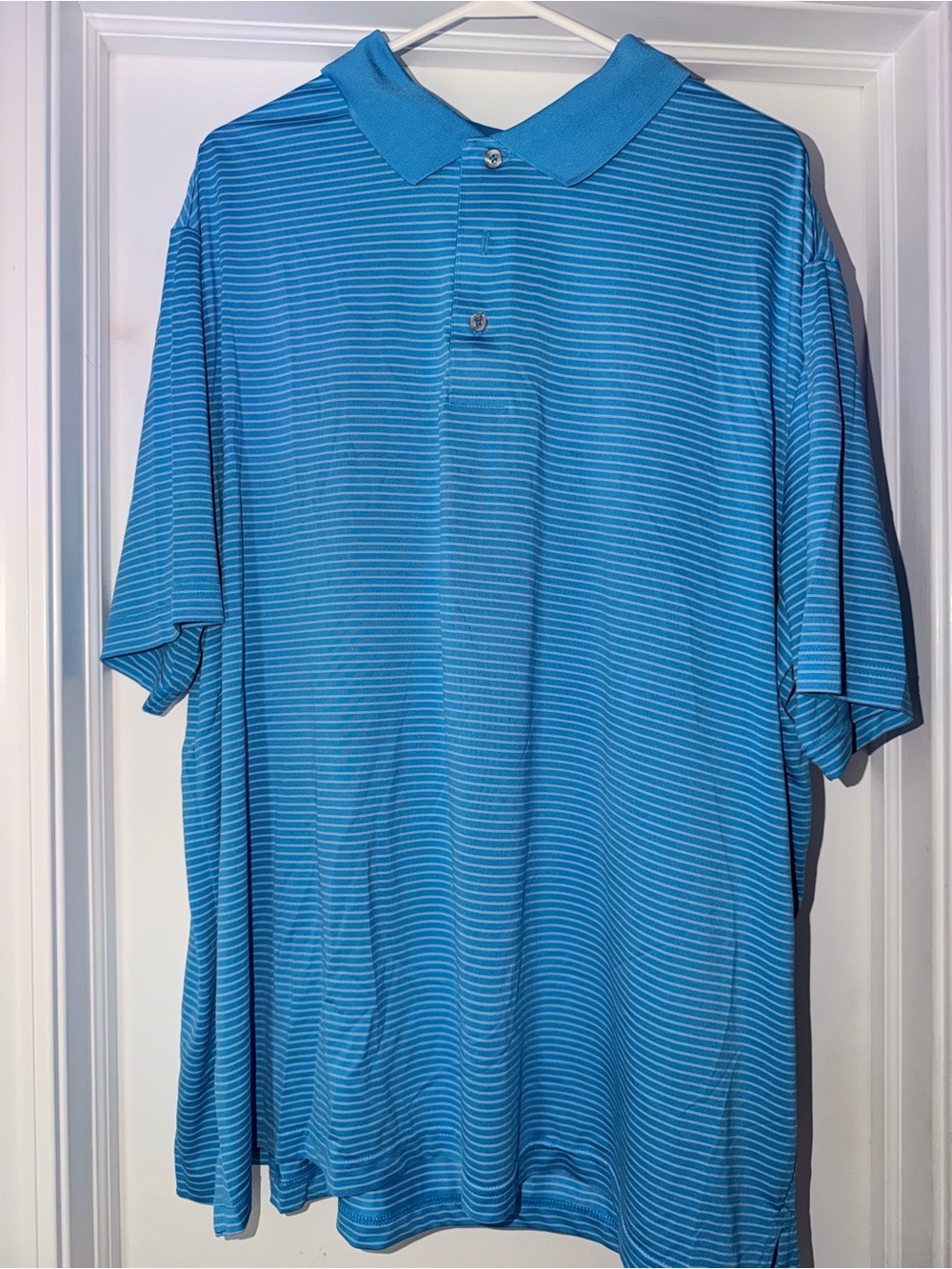 Roundtree & Yorke Turquoise Thin-Striped Polo